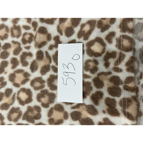 Gaze Leopard Print Crewneck Long Sleeve Crop Top Tan White Sz Small Animal Print - Picture 8 of 9